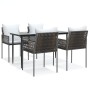 Juego comedor jardín 5 piezas y cojines ratán sintético y acero de , Conjuntos de jardín - Ref: Foro24-3187053, Precio: 404,5...