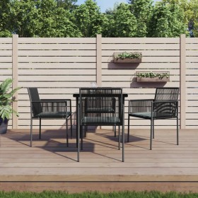 Set comedor jardín 5 pzas y cojines acero ratán sintético negro de , Conjuntos de jardín - Ref: Foro24-3187066, Precio: 380,1...