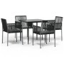 Set comedor jardín 5 pzas y cojines acero ratán sintético negro de , Conjuntos de jardín - Ref: Foro24-3187066, Precio: 380,1...