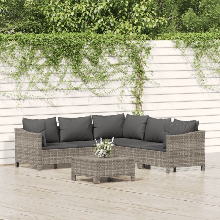 Set de muebles de jardín 6 pzas y cojines ratán sintético gris de , Conjuntos de jardín - Ref: Foro24-3187278, Precio: 502,94...