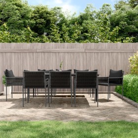Juego comedor jardín 9 piezas y cojines ratán sintético y acero de , Conjuntos de jardín - Ref: Foro24-3187064, Precio: 735,3...