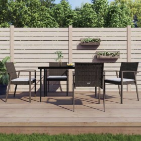 Juego comedor jardín 5 piezas y cojines ratán sintético y acero de , Conjuntos de jardín - Ref: Foro24-3186973, Precio: 388,9...