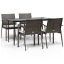 Juego comedor jardín 5 piezas y cojines ratán sintético y acero de , Conjuntos de jardín - Ref: Foro24-3186973, Precio: 388,9...