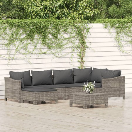 Set de muebles de jardín 7 pzas y cojines ratán sintético gris de , Conjuntos de jardín - Ref: Foro24-3187292, Precio: 508,93...