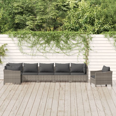 Set de muebles de jardín 7 pzas y cojines ratán sintético gris de , Conjuntos de jardín - Ref: Foro24-3187284, Precio: 586,56...