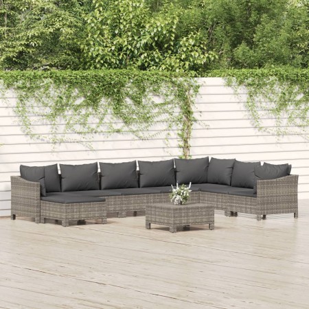 Set de muebles de jardín 9 pzas y cojines ratán sintético gris de , Conjuntos de jardín - Ref: Foro24-3187299, Precio: 747,91...