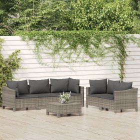 Set de muebles de jardín 6 pzas y cojines ratán sintético gris de , Conjuntos de jardín - Ref: Foro24-3187265, Precio: 559,20...