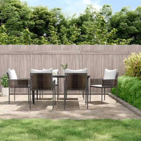 Juego comedor jardín 7 piezas y cojines ratán sintético y acero de , Conjuntos de jardín - Ref: Foro24-3187058, Precio: 565,0...