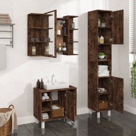Set de muebles baño 3 pzas madera contrachapada roble ahumado de , Muebles de baño - Ref: Foro24-3187606, Precio: 198,22 €, D...