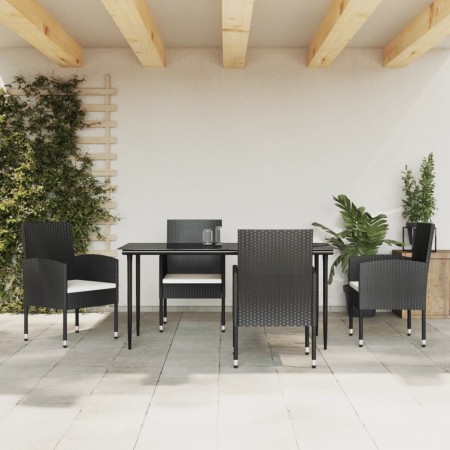 Juego de comedor de jardín 5 pzas ratán sintético y acero negro de , Conjuntos de jardín - Ref: Foro24-3203308, Precio: 285,1...
