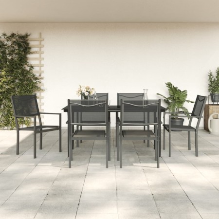 Juego de comedor para jardín 7 piezas acero y textilene negro de , Conjuntos de jardín - Ref: Foro24-3200723, Precio: 416,99 ...