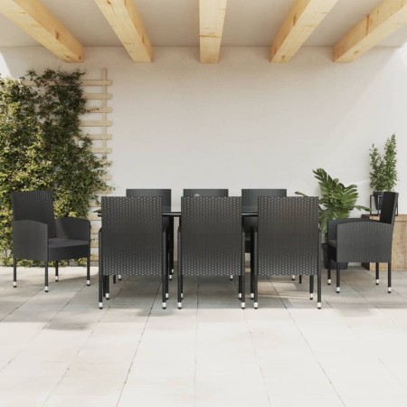 Juego de comedor de jardín 9 pzas ratán sintético y acero negro de , Conjuntos de jardín - Ref: Foro24-3203343, Precio: 686,4...