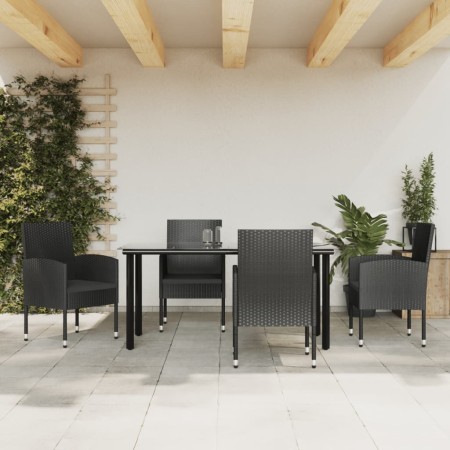 Juego de comedor de jardín 5 pzas ratán sintético y acero negro de , Conjuntos de jardín - Ref: Foro24-3203348, Precio: 379,4...