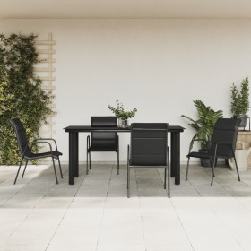 Juego de comedor para jardín 5 piezas acero y textilene negro de , Conjuntos de jardín - Ref: Foro24-3200714, Precio: 303,55 ...