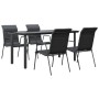 Juego de comedor para jardín 5 piezas acero y textilene negro de , Conjuntos de jardín - Ref: Foro24-3200714, Precio: 303,55 ...