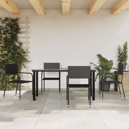 Juego de comedor de jardín 5 pzas ratán sintético y acero negro de , Conjuntos de jardín - Ref: Foro24-3203284, Precio: 220,3...