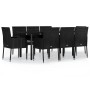 Set de comedor de jardín 9 pzas y cojines ratán sintético negro de , Conjuntos de jardín - Ref: Foro24-3185158, Precio: 573,0...