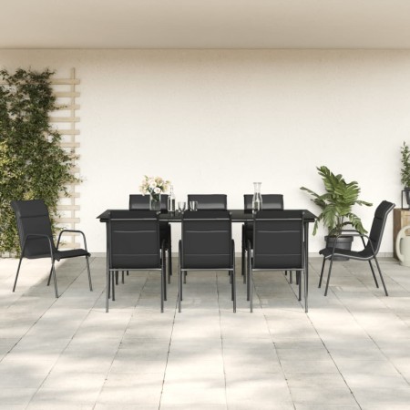 Juego de comedor para jardín 9 piezas acero y textilene negro de , Conjuntos de jardín - Ref: Foro24-3200709, Precio: 573,41 ...
