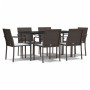 Juego comedor jardín 7 piezas y cojines ratán sintético y acero de , Conjuntos de jardín - Ref: Foro24-3186946, Precio: 428,3...