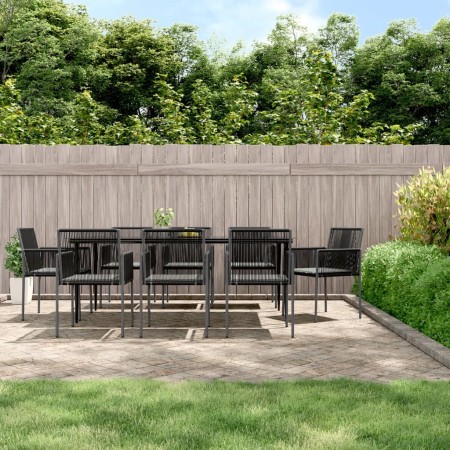 Set comedor jardín 9 pzas y cojines acero ratán sintético negro de , Conjuntos de jardín - Ref: Foro24-3187072, Precio: 630,5...