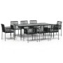 Set comedor jardín 9 pzas y cojines acero ratán sintético negro de , Conjuntos de jardín - Ref: Foro24-3187072, Precio: 630,5...