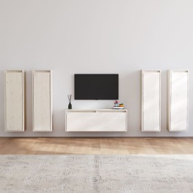 Muebles para TV 5 piezas madera maciza de pino blanco de , Muebles TV - Ref: Foro24-3100210, Precio: 314,94 €, Descuento: %