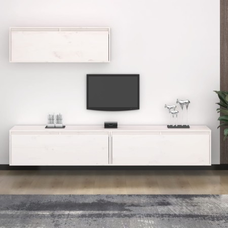 Conjunto de mueble de TV 3 piezas madera maciza de pino blanco de , Muebles TV - Ref: Foro24-3100140, Precio: 186,75 €, Descu...