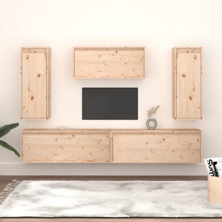 Muebles para TV 5 piezas madera maciza de pino de , Muebles TV - Ref: Foro24-3100244, Precio: 267,40 €, Descuento: %