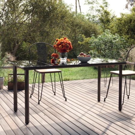 Mesa comedor jardín acero y vidrio templado negro 160x80x74 cm de , Mesas de jardín - Ref: Foro24-319283, Precio: 154,50 €, D...