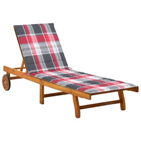 Tumbona de jardín con cojín madera maciza de acacia de , Tumbonas - Ref: Foro24-3061357, Precio: 211,19 €, Descuento: %