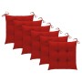 Sillas de jardín 6 uds madera maciza de teca con cojines rojos de , Sillas de jardín - Ref: Foro24-3062562, Precio: 461,48 €,...