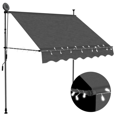 Toldo manual retráctil con LED gris antracita 200 cm de , Toldos - Ref: Foro24-145864, Precio: 96,47 €, Descuento: %