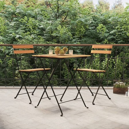 Sillas cafetería plegables 2 uds acero y madera maciza de teca de , Sillas de jardín - Ref: Foro24-319979, Precio: 95,83 €, D...