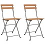 Sillas cafetería plegables 2 uds acero y madera maciza de teca de , Sillas de jardín - Ref: Foro24-319979, Precio: 95,83 €, D...