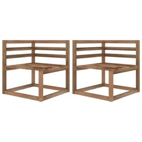 Garden pallet corner sofas 2 units brown impregnated pine by vidaXL, Modular outdoor sofas - Ref: Foro24-316192, Price: 65,52...