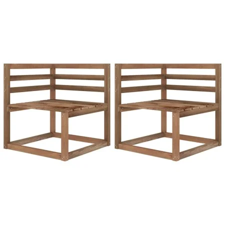 Garden pallet corner sofas 2 units brown impregnated pine by vidaXL, Modular outdoor sofas - Ref: Foro24-316192, Price: 65,52...