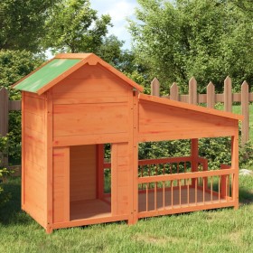 Caseta para perros madera maciza de pino marrón 143x60,5x109 cm de , Casetas y cercados para perros - Ref: Foro24-172261, Pre...