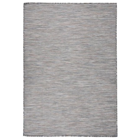 Alfombra de exterior de tejido plano marrón y azul 140x200 cm de , Alfombras - Ref: Foro24-340817, Precio: 44,21 €, Descuento: %