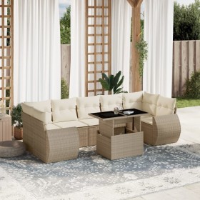 Set de sofás de jardín y cojines 8 piezas ratán sintético beige en Conjuntos de jardín | Comprar online en Foru.es