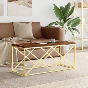 Mesa de centro acero inoxidable y madera maciza reciclada de , Mesas de centro - Ref: Foro24-349966, Precio: 103,18 €, Descue...