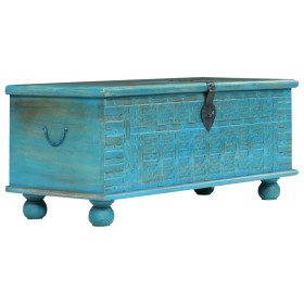 Baúl de almacenamiento madera maciza mango azul 100x40x41 cm de , Baúles de almacenamiento - Ref: Foro24-246479, Precio: 270,...