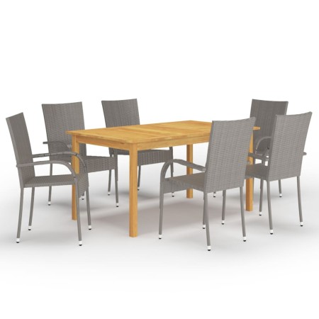 Juego de comedor para jardín de 7 piezas gris de vidaXL, Conjuntos de jardín - Ref: Foro24-3067788, Precio: 414,59 €, Descuen...