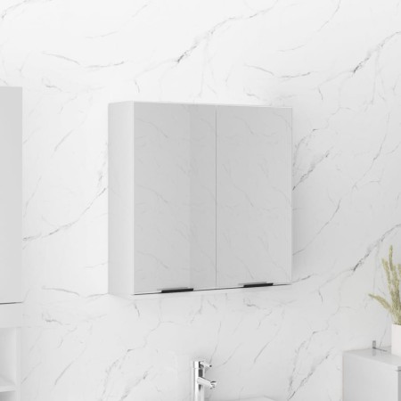Armario de baño con espejo blanco brillante 64x20x67 cm de , Tocadores de baño - Ref: Foro24-811319, Precio: 93,28 €, Descuen...