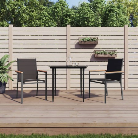 Sillas de jardín 2 uds textilene y acero negro 55x61,5x90 cm de , Sillas de jardín - Ref: Foro24-364099, Precio: 121,10 €, De...