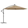 Sombrilla voladiza jardín con luces LED palo acero taupe 350 cm de , Sombrillas - Ref: Foro24-44526, Precio: 136,06 €, Descue...
