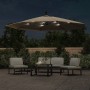 Sombrilla voladiza jardín con luces LED palo acero taupe 350 cm de , Sombrillas - Ref: Foro24-44526, Precio: 136,06 €, Descue...