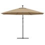 Sombrilla voladiza jardín con luces LED palo acero taupe 350 cm de , Sombrillas - Ref: Foro24-44526, Precio: 136,06 €, Descue...