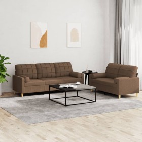 Juego de sofás con cojines 2 piezas tela marrón de , Sofás - Ref: Foro24-3201325, Precio: 496,62 €, Descuento: %