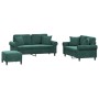 Juego de sofás con cojines 3 piezas terciopelo verde oscuro de , Sofás - Ref: Foro24-3202242, Precio: 606,06 €, Descuento: %