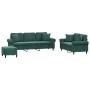 Juego de sofás con cojines 3 piezas terciopelo verde oscuro de , Sofás - Ref: Foro24-3202282, Precio: 652,00 €, Descuento: %